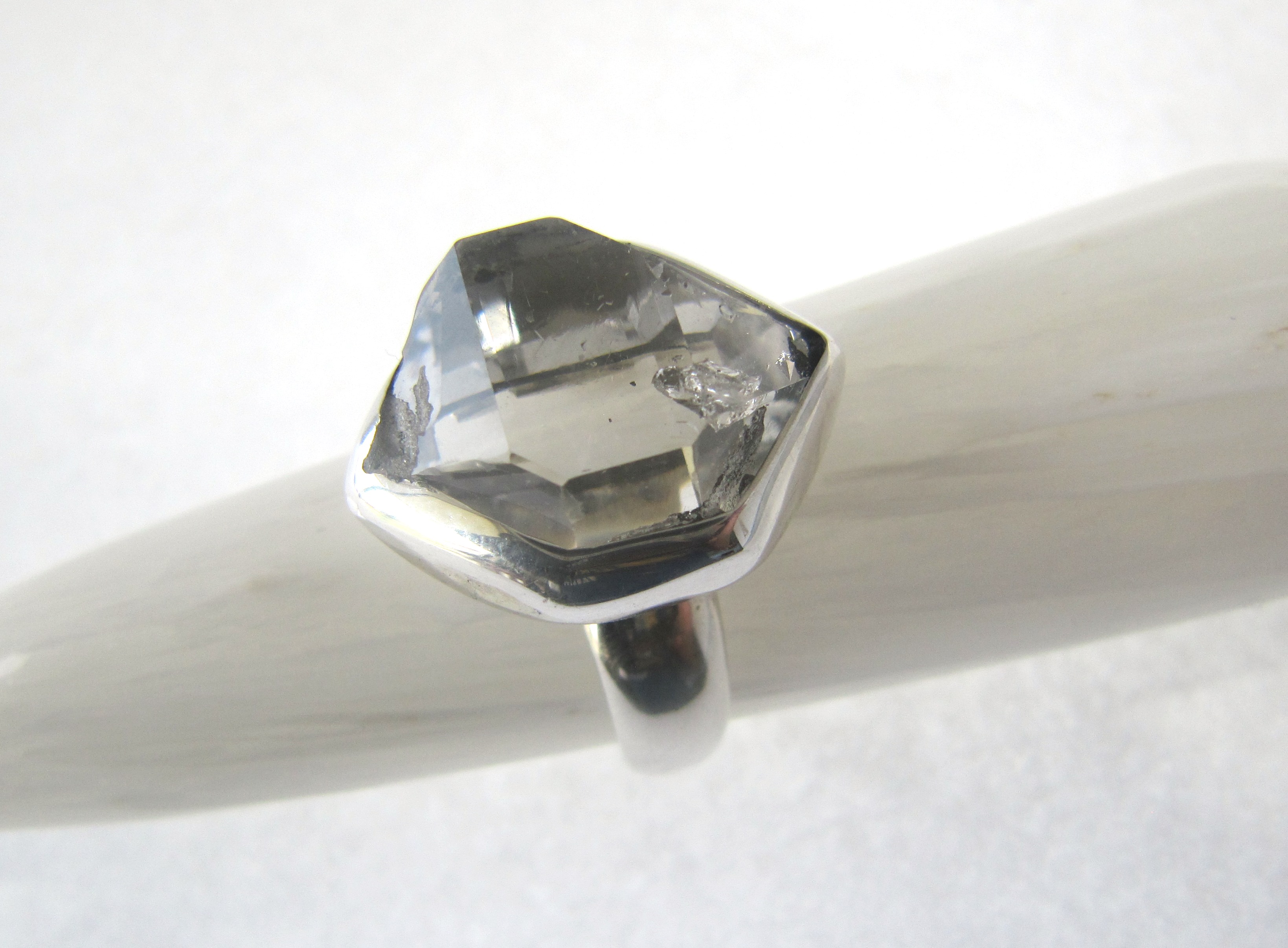 Natural Herkimer Diamond Ring 925 Sterling Silver Herkimer Diamond Ring RR-194
