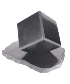 5cm Polished Shungite cube on stand